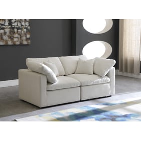 Meridian Furniture Plush Cream Velvet Modular 2pc Sofa