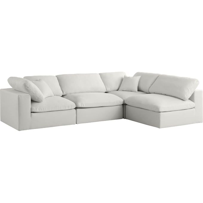 Meridian Furniture Plush Cream Velvet Modular 4pc Sectional MRD-602CREAM-SEC4B