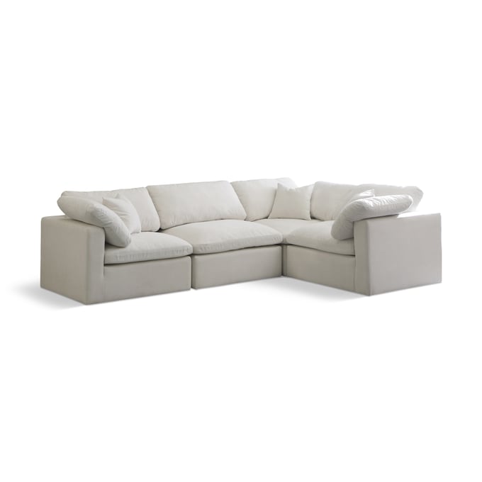 Meridian Furniture Plush Cream Velvet Modular 4pc Sectional MRD-602CREAM-SEC4C