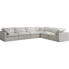 Meridian Furniture Plush Cream Velvet Modular 6pc Sectional