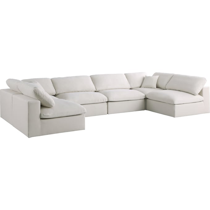 Meridian Furniture Plush Cream Velvet 6pc Modular Sectional MRD-602CREAM-SEC6D