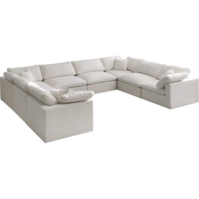 Meridian Furniture Plush Cream Velvet Modular 8pc Sectional MRD-602CREAM-SEC8A