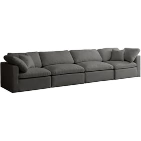 Meridian Furniture Plush Grey Velvet Modular 4pc Sofa