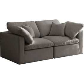 Meridian Furniture Plush Grey Velvet Modular 2pc Sofa