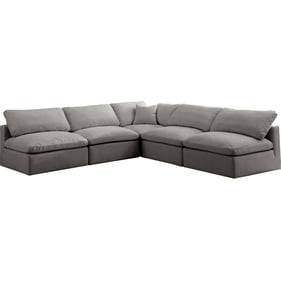 Meridian Furniture Plush Grey Velvet Modular 5pc Sectional