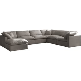 Meridian Furniture Plush Grey Modular 7pc Sectional with Ottoman