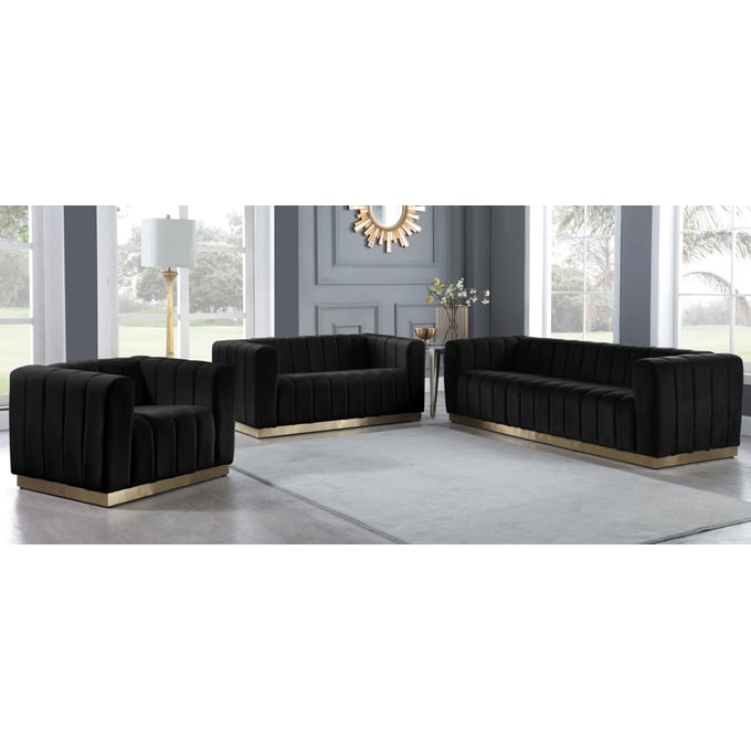 Meridian Furniture Marlon Black 3pc Living Room Set MRD-603-LR-S1