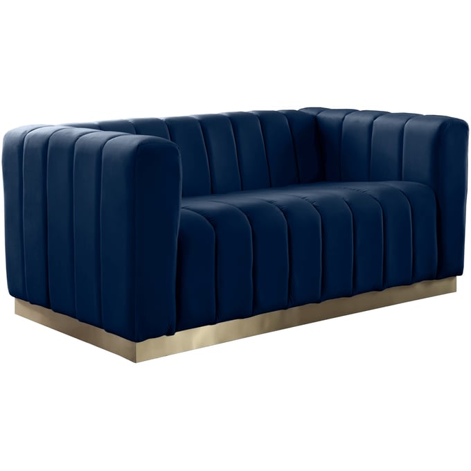 Meridian Furniture Marlon Navy Velvet Loveseat MRD-603NAVY-L