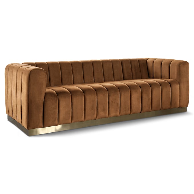 Meridian Furniture Marlon Saddle Velvet Sofa MRD-603SADDLE-S