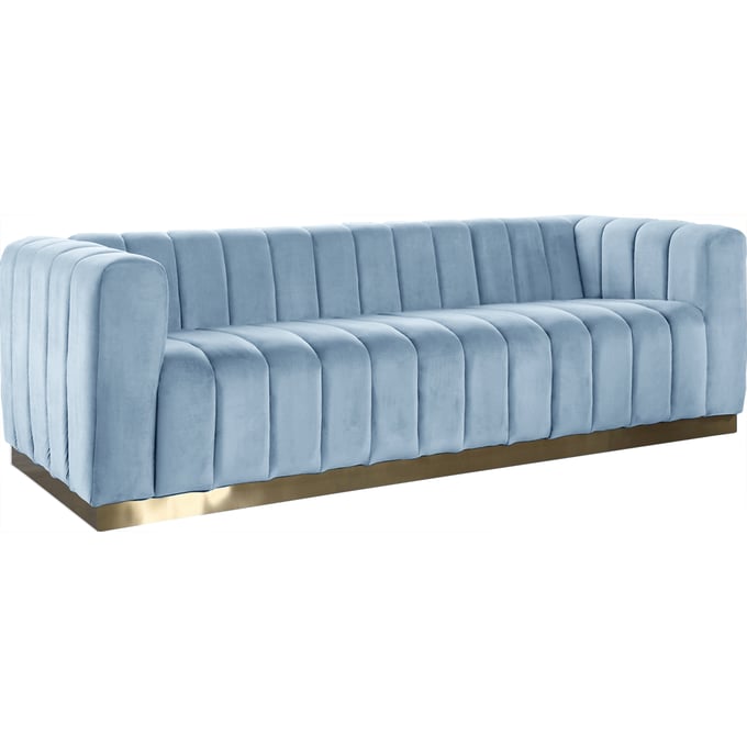 Meridian Furniture Marlon Sky Blue Velvet Sofa MRD-603SKYBLU-S