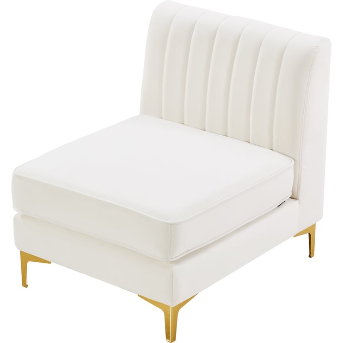 Meridian Furniture Alina Cream Velvet Armless Chair MRD-604CREAM-ARMLESS