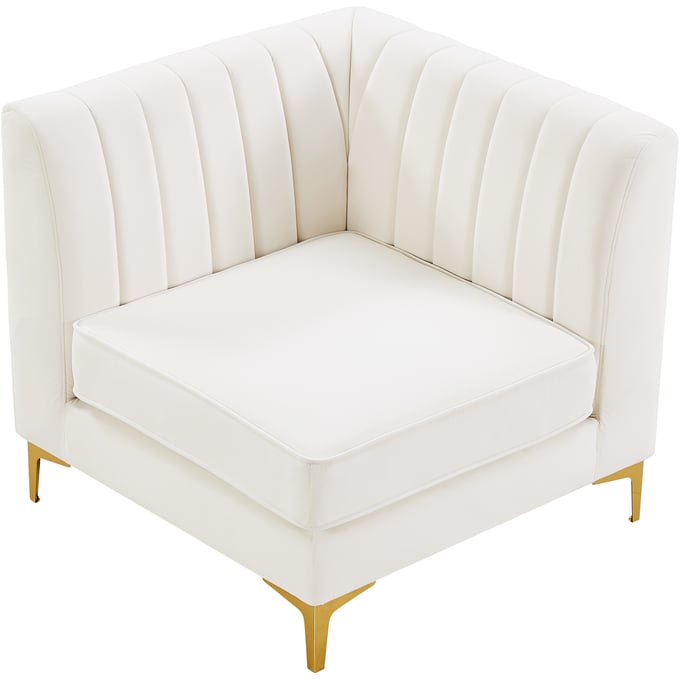 Meridian Furniture Alina Cream Velvet Corner Chair MRD-604CREAM-CORNER