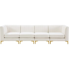 Meridian Furniture Alina Cream Velvet 4pc Modular Sofa