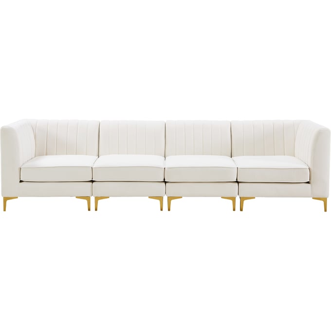 Meridian Furniture Alina Cream Velvet 4pc Modular Sofa MRD-604CREAM-S119