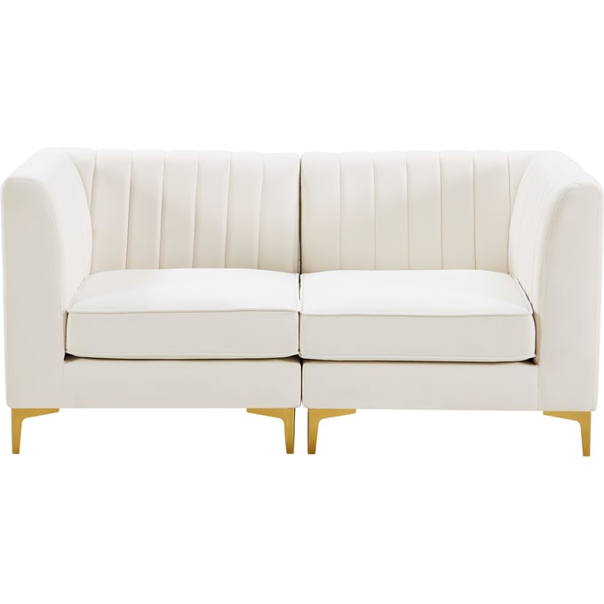 Meridian Furniture Alina Cream Velvet 2pc Modular Sofa MRD-604CREAM-S67