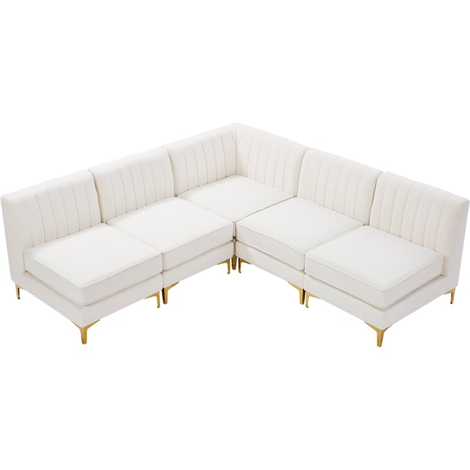 Meridian Furniture Alina Cream Velvet Modular 5pc Sectional MRD-604CREAM-SEC5A