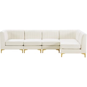 Meridian Furniture Alina Cream Velvet 5pc Modular Sectional