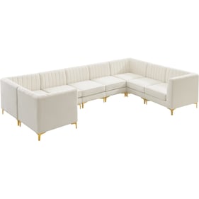 Meridian Furniture Alina Cream Velvet Modular 8pc Sectional