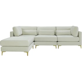 Meridian Furniture Julia Cream Velvet 4pc Modular Sectional with Ottoman