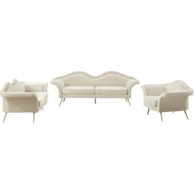 Meridian Furniture Lips Cream Velvet 3pc Living Room Set