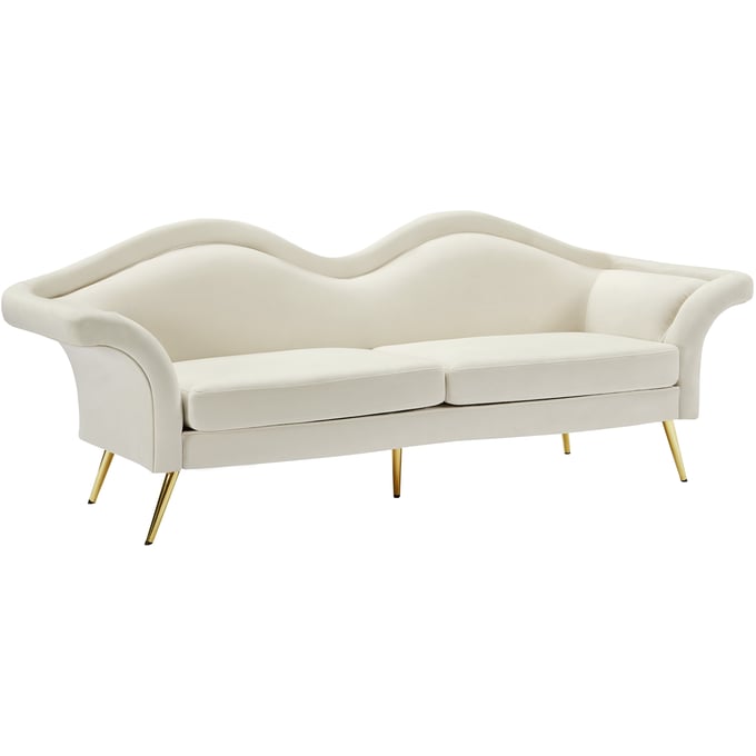 Meridian Furniture Lips Cream Velvet Sofa MRD-607CREAM-S