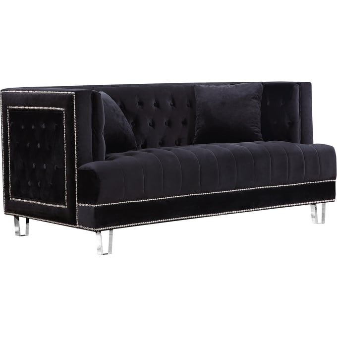 Design Edge Waterfall  Black Velvet Loveseat DE-21989763