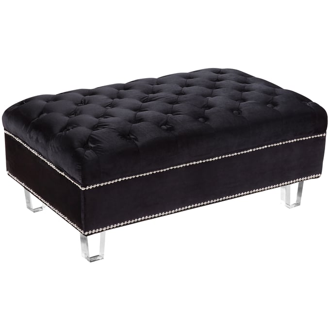 Design Edge Waterfall  Black Velvet Ottoman DE-21989773