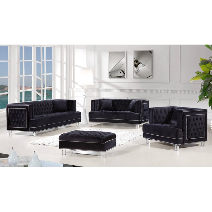 Meridian Furniture Lucas Black 4pc Living Room Set MRD-609-BL-LR-SET