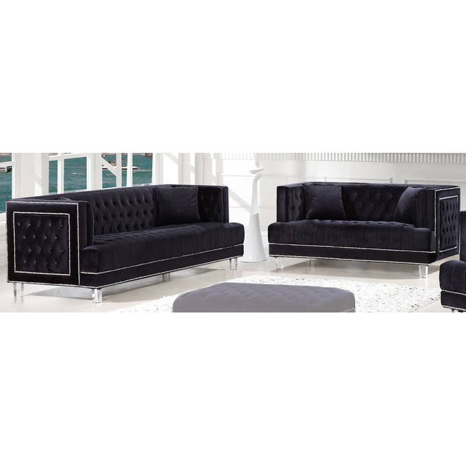 Meridian Furniture Lucas Black 2pc Living Room Set MRD-609-BL-LR-SET2