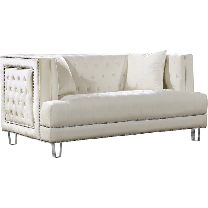 Meridian Furniture Lucas Cream Velvet Loveseat MRD-609CREAM-L