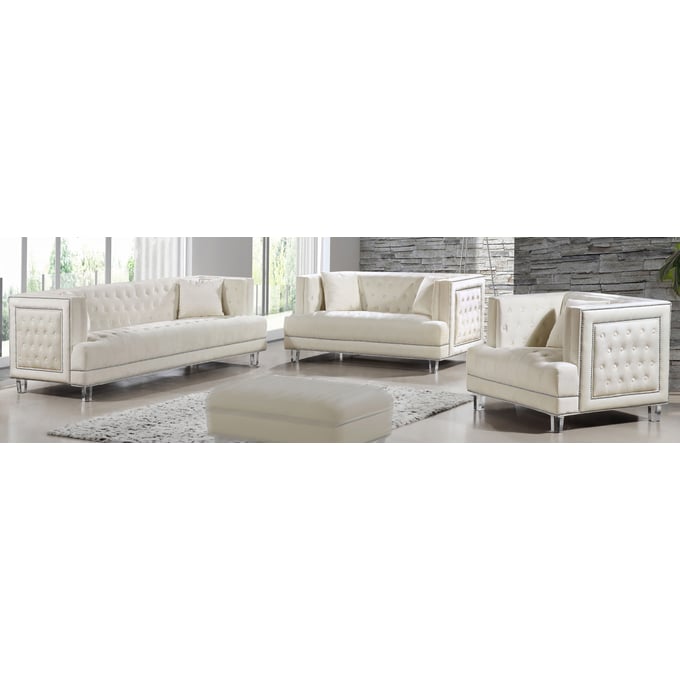 Meridian Furniture Lucas Cream 3pc Living Room Set MRD-609-CRM-LR-SET1