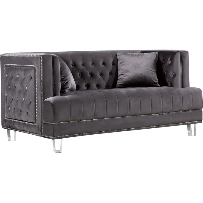 Meridian Furniture Lucas Grey Velvet Loveseat MRD-609GREY-L