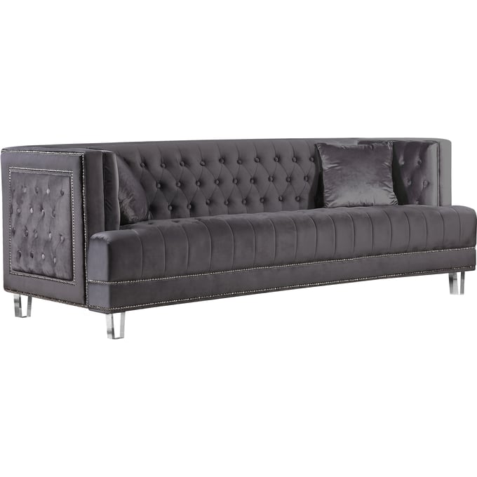 Meridian Furniture Lucas Grey Velvet Sofa MRD-609GREY-S