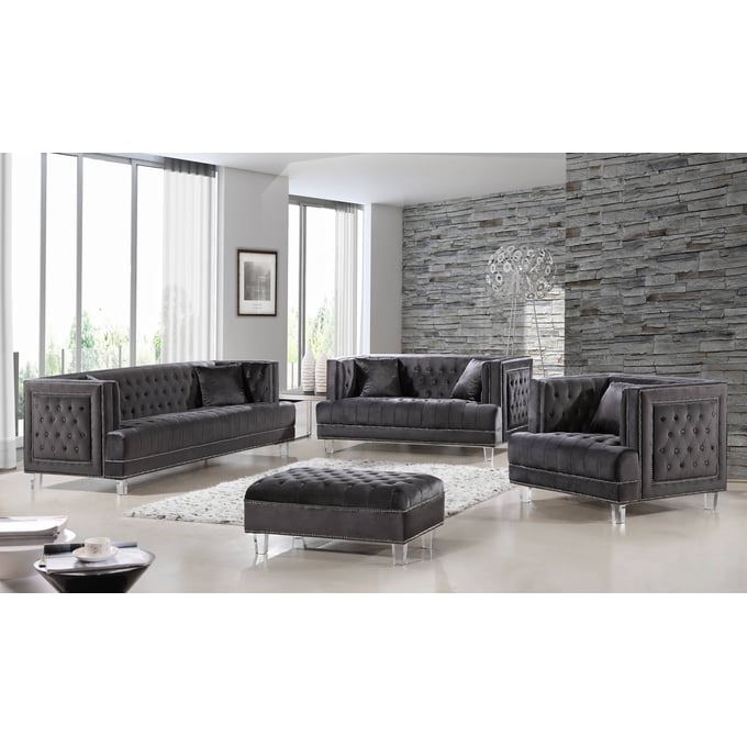 Meridian Furniture Lucas Grey 4pc Living Room Set MRD-609-GRY-LR-SET