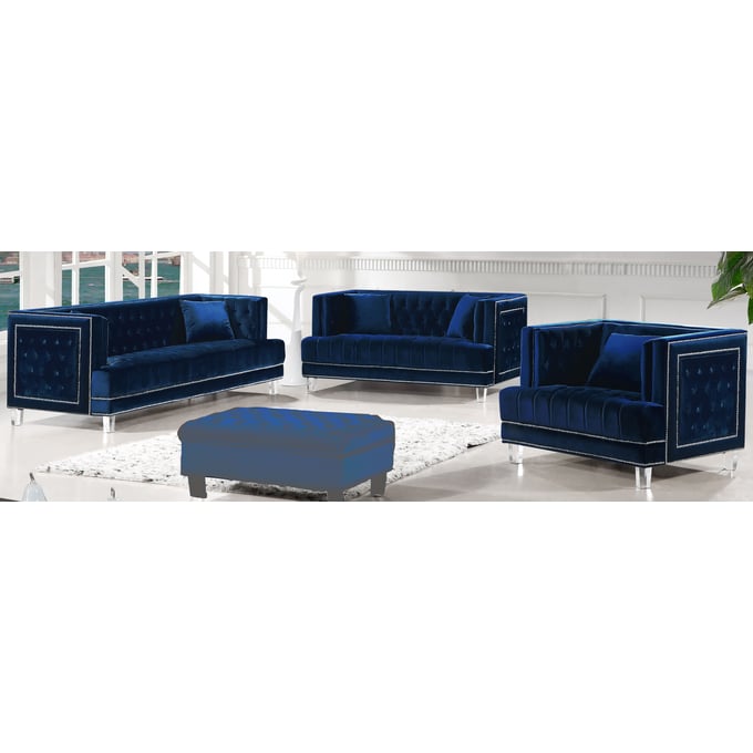 Meridian Furniture Lucas Navy 3pc Living Room Set MRD-609-NVY-LR-SET1