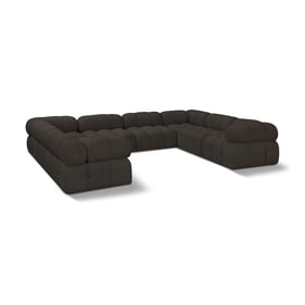 Meridian Furniture Ames Brown Boucle Fabric Modular 8pc Sectional