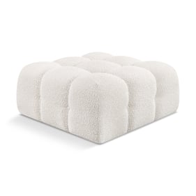 Meridian Furniture Ames Cream Boucle Fabric Ottoman