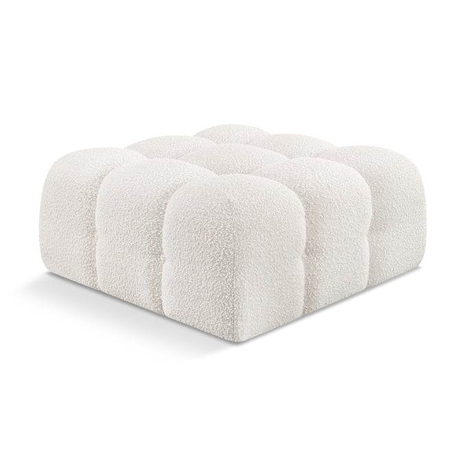 Meridian Furniture Ames Cream Boucle Fabric Ottoman MRD-611CREAM-OTT