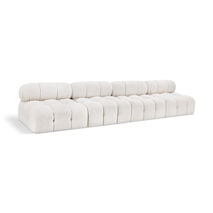 Meridian Furniture Ames Cream Boucle Fabric 4pc Modular Sofa MRD-611CREAM-S136B