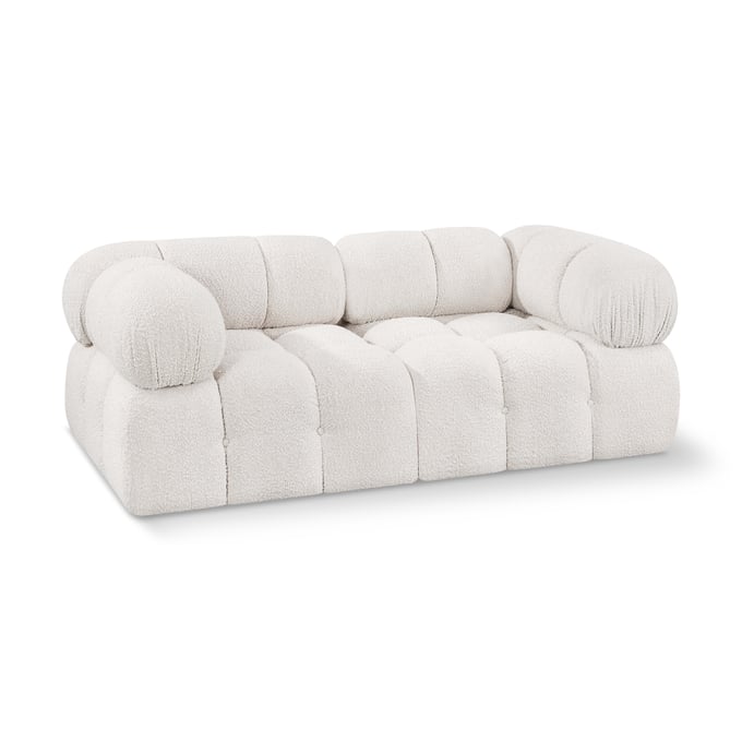 Meridian Furniture Ames Cream Boucle Fabric Modular 2pc Sofa MRD-611CREAM-S68A