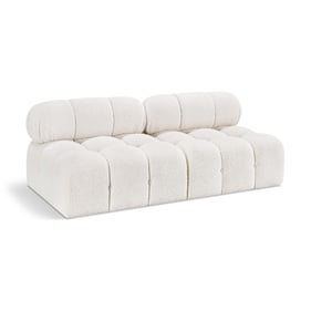 Meridian Furniture Ames Cream Boucle Fabric 2pc Sofa