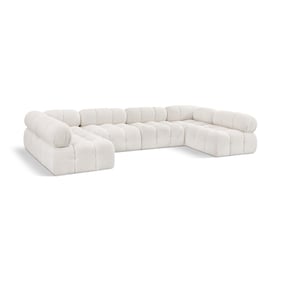 Meridian Furniture Ames Cream Boucle Fabric 6pc Modular Sectional