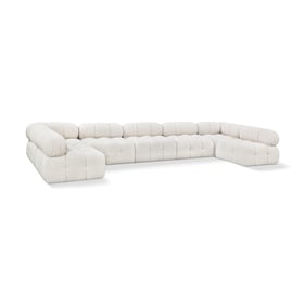 Meridian Furniture Ames Cream Boucle Fabric Modular 7pc Sectional