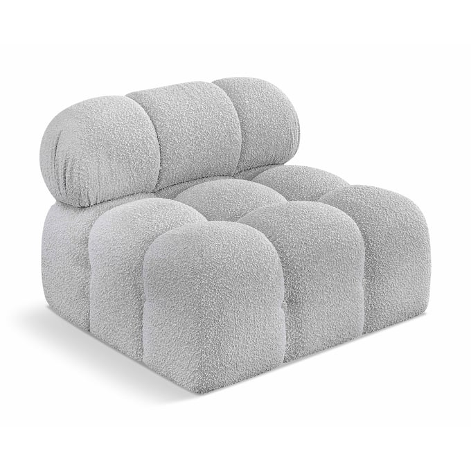 Meridian Furniture Ames Grey Boucle Fabric Armless Chair MRD-611GREY-ARMLESS