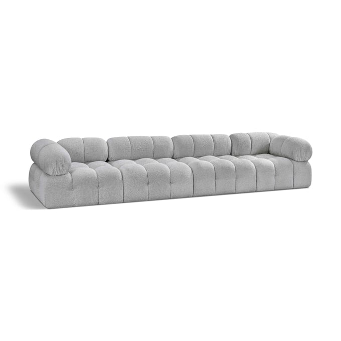 Meridian Furniture Ames Grey Boucle Fabric Modular 4pc Sofa MRD-611GREY-S136A