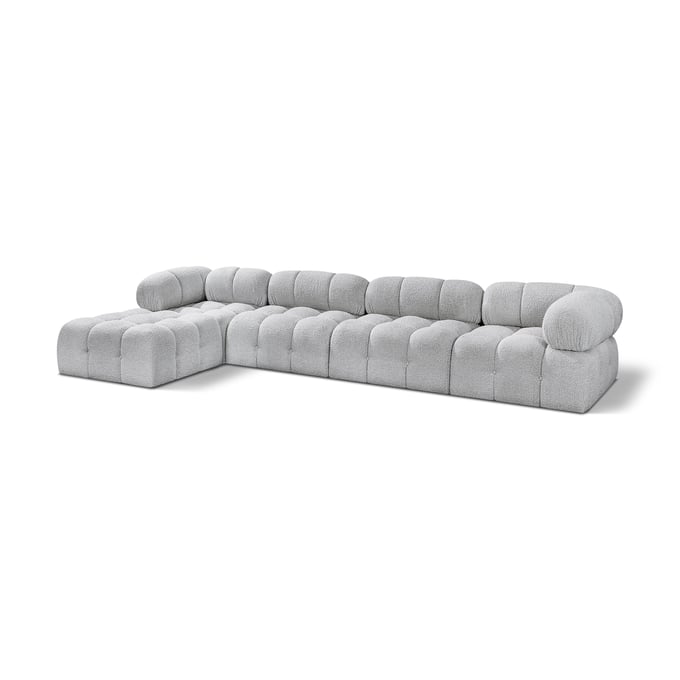 Meridian Furniture Ames Grey Boucle Fabric Modular 5pc Sectional MRD-611GREY-SEC5B