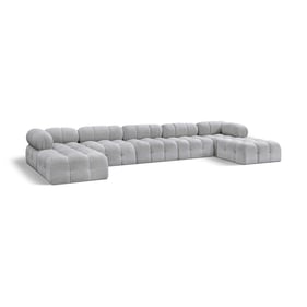 Meridian Furniture Ames Grey Boucle Fabric 7pc Modular Sectional