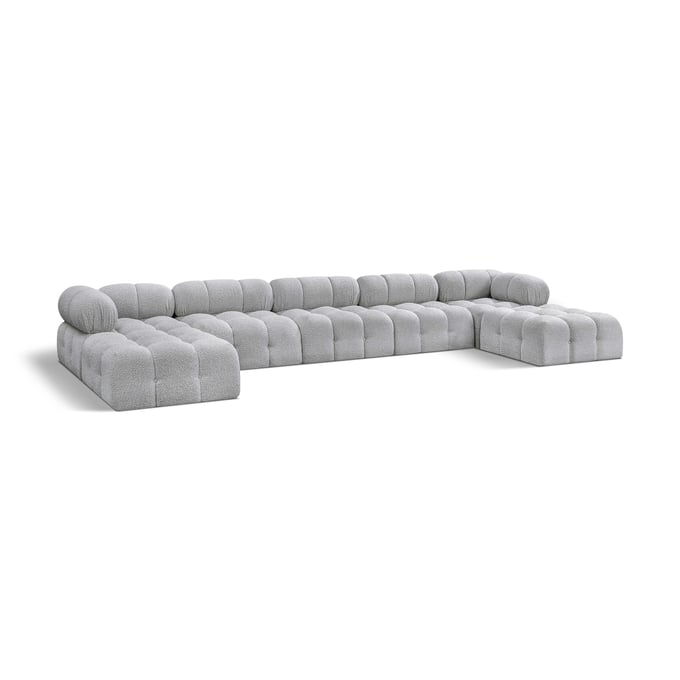 Meridian Furniture Ames Grey Boucle Fabric 7pc Modular Sectional MRD-611GREY-SEC7B