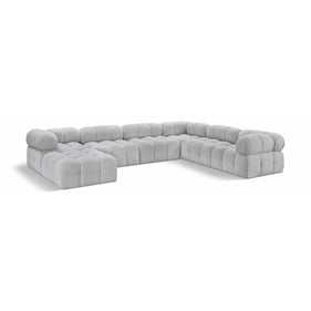 Meridian Furniture Ames Grey Boucle Fabric 7pc Sectional