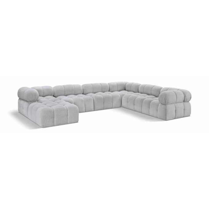 Meridian Furniture Ames Grey Boucle Fabric 7pc Sectional MRD-611GREY-SEC7E